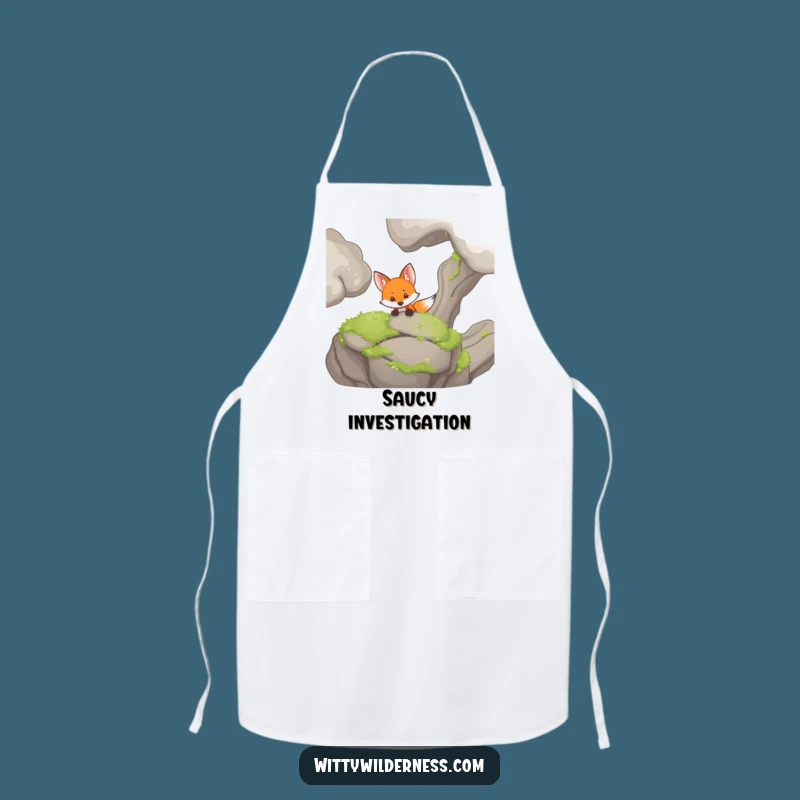 Funny Fox Apron: Curious Peeker in Kitchen, Hilarious Cooking Gift