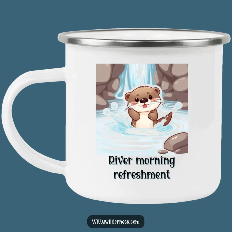 Funny Otter Pup Stream Camping Mug: Adventure Brews with Splash, a Great Funny Gift