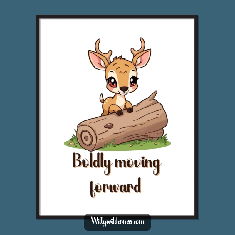 Funny Deer Digital Art: Determined Steps, Instant Woodland Explorer Gift