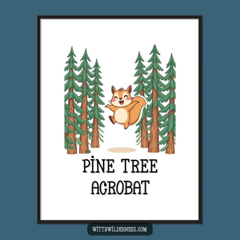 Funny Squirrel Digital Art: Joyful Leap Decor, Instant Woodland Gift