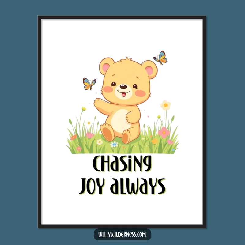 Funny Bear Cub Meadow Poster: Capture Nature's Joy, a Beautiful Funny Gift