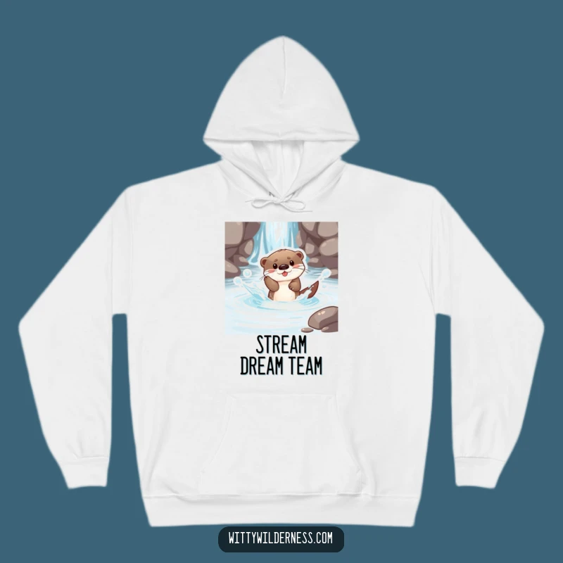 Funny Otter Pup Stream Hoodie: Cozy Water Fun, a Perfect Funny Gift