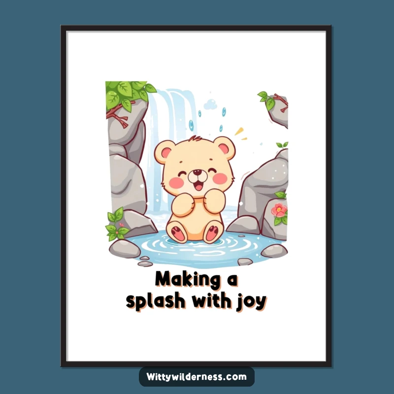 Free Printable Wall Art: Happy Bear Cub, Humorous Downloadable Decor for Playful Spaces