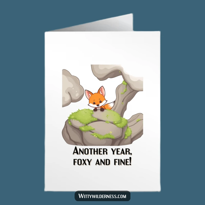 Free Printable Birthday Card: Curious Fox Peeking, Funny Downloadable Gift for Nature Lovers