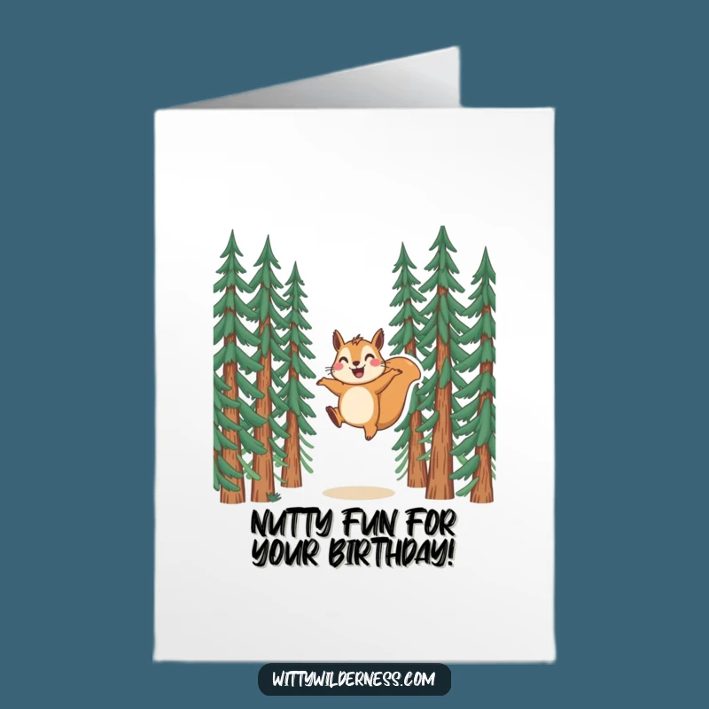 Free Printable Birthday Card: Funny Squirrel Leaping, Joyful Downloadable Gift for Nature Lovers