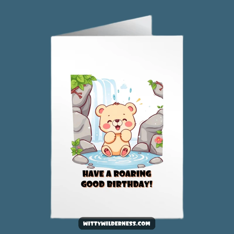 Free Printable Birthday Card: Happy Bear Cub, Funny Downloadable Gift for Splashy Celebrations