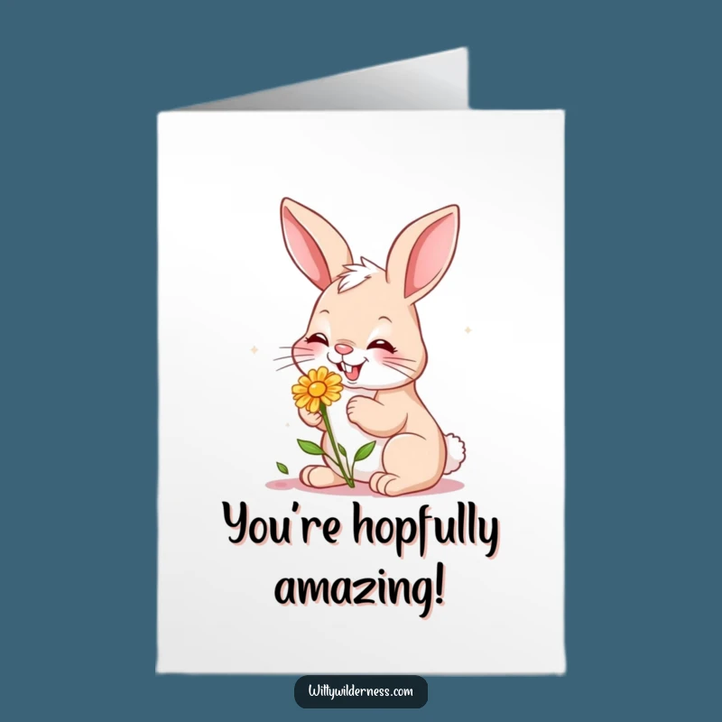 Free Printable Congrats Card: Bunny's Flower Nibble for Your Big Wins