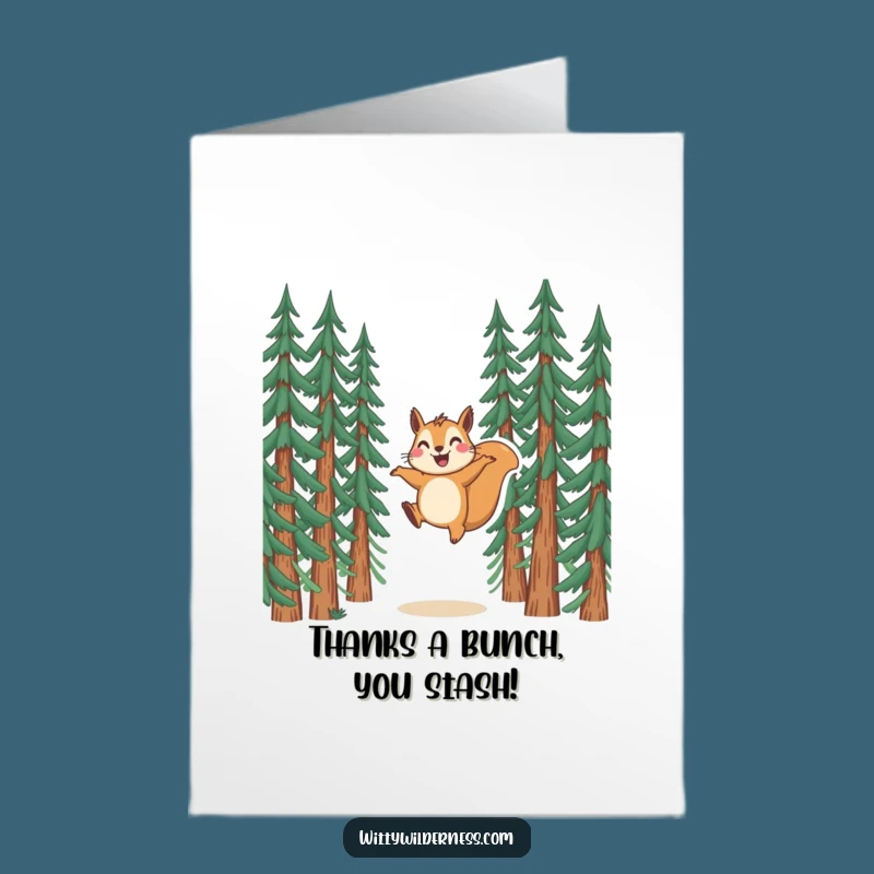 Free Printable Thank You Card: Funny Squirrel Leaping, Heartfelt Downloadable Gift to Express Gratitude