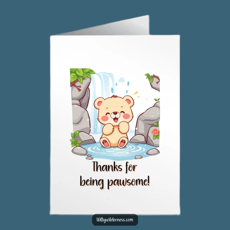 Free Printable Thank You Card: Happy Bear Cub, Funny Downloadable Gift for Sweet Gratitude