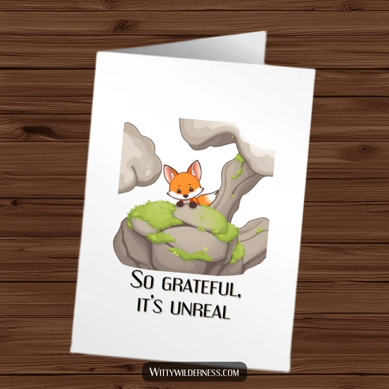 Funny Free Printable Thank You Card: A curious fox peeking out, a charming downloadable gift for gratitude