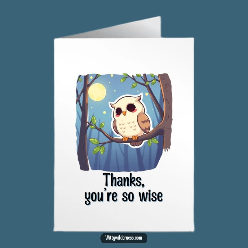 Free Printable Thank You Card: Giggling Owl, Funny Downloadable Gift for Nighttime Thanks