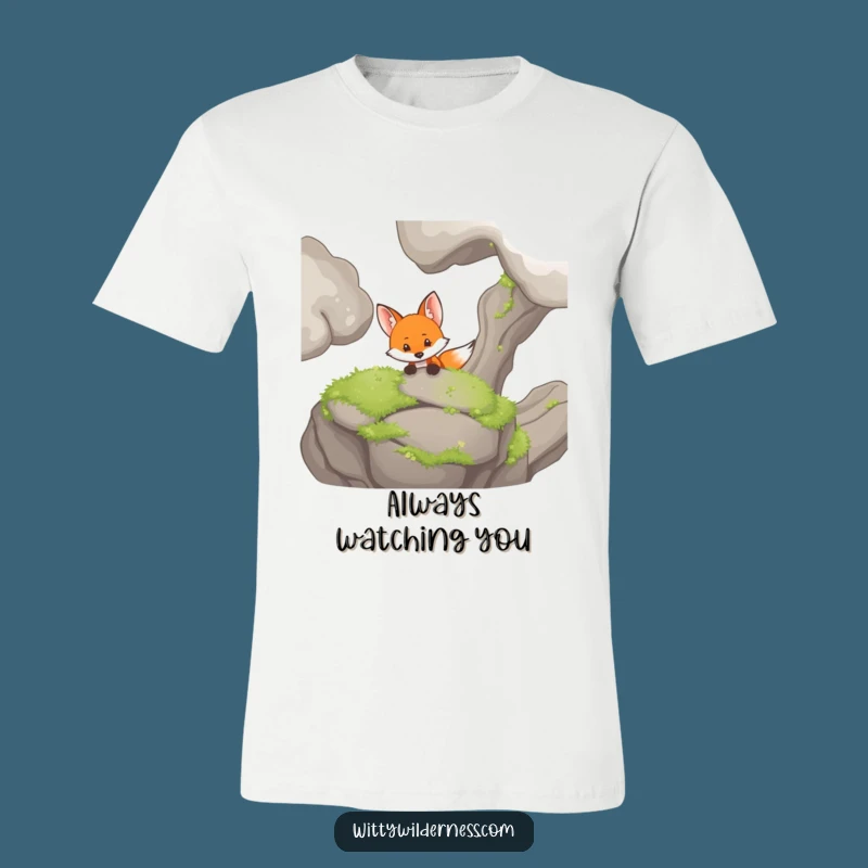 Funny Fox T-Shirt: Curious Peeker, Woodland Mystery, Hilarious Gift