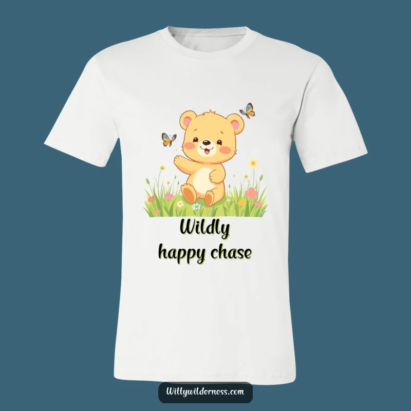 Funny Bear Cub Butterfly T-Shirt: Meadow Fun, an Adorable Funny Gift