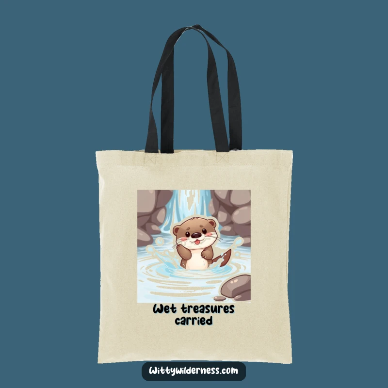 Funny Otter Pup Stream Tote Bag: Carry Your Fun, a Sweet Funny Gift