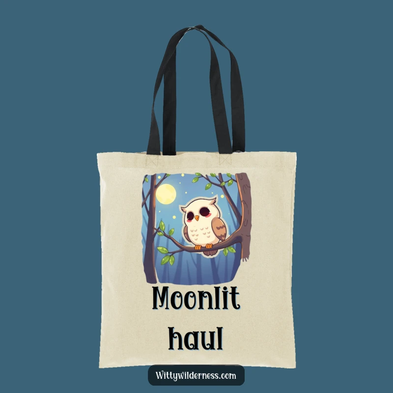 Funny Owl Tote Bag: Giggling Watcher, Moonlit Carryall, Hilarious Gift