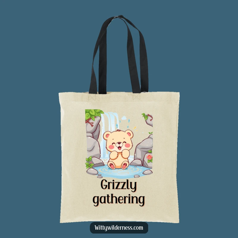 Funny Bear Cub Tote Bag: Playful Water Swatter, Cute Carryall Gift