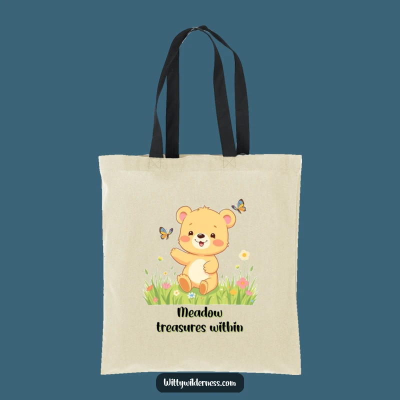 Funny Bear Cub Meadow Tote Bag: Carry Joy, a Sweet Funny Gift